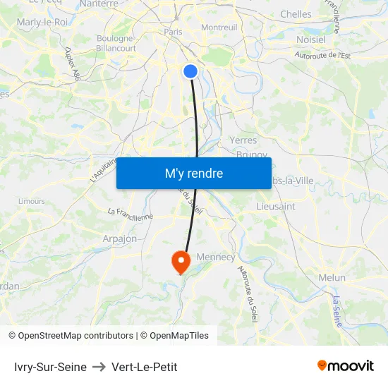 Ivry-Sur-Seine to Vert-Le-Petit map
