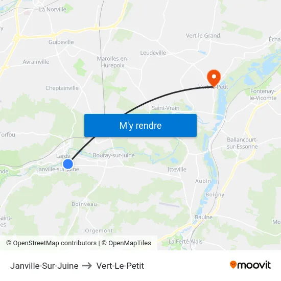 Janville-Sur-Juine to Vert-Le-Petit map