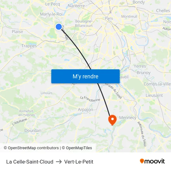 La Celle-Saint-Cloud to Vert-Le-Petit map
