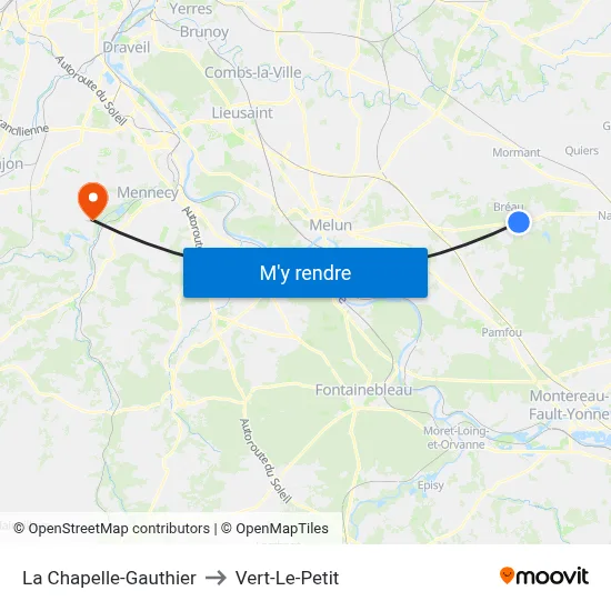 La Chapelle-Gauthier to Vert-Le-Petit map
