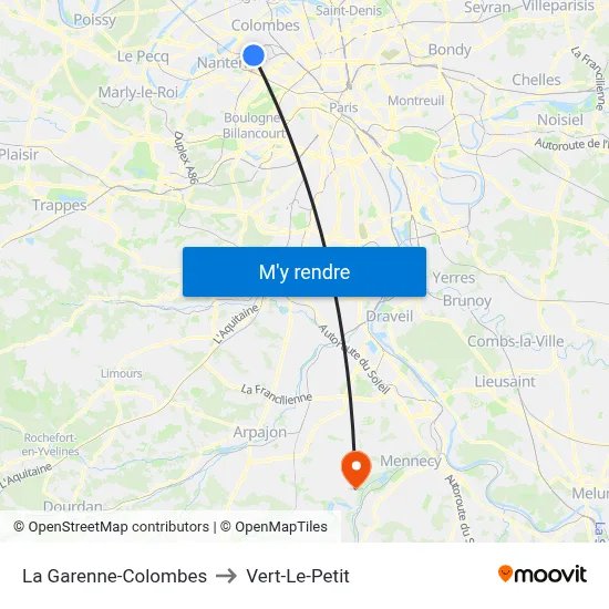 La Garenne-Colombes to Vert-Le-Petit map