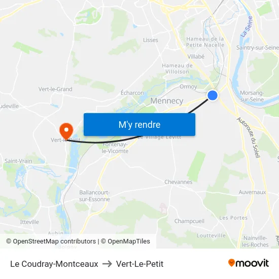 Le Coudray-Montceaux to Vert-Le-Petit map