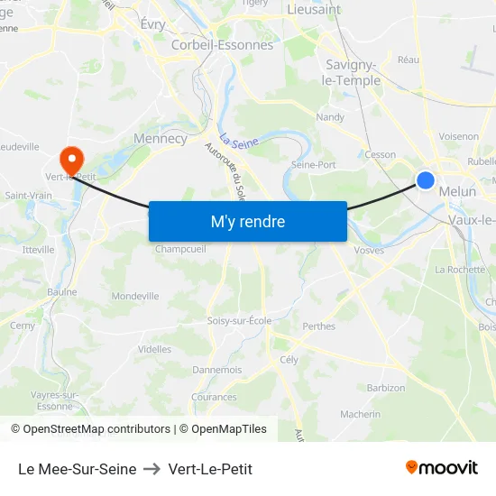 Le Mee-Sur-Seine to Vert-Le-Petit map