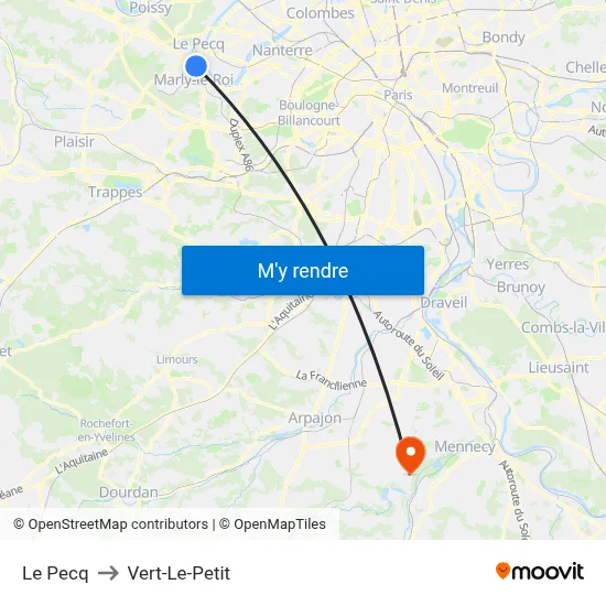 Le Pecq to Vert-Le-Petit map