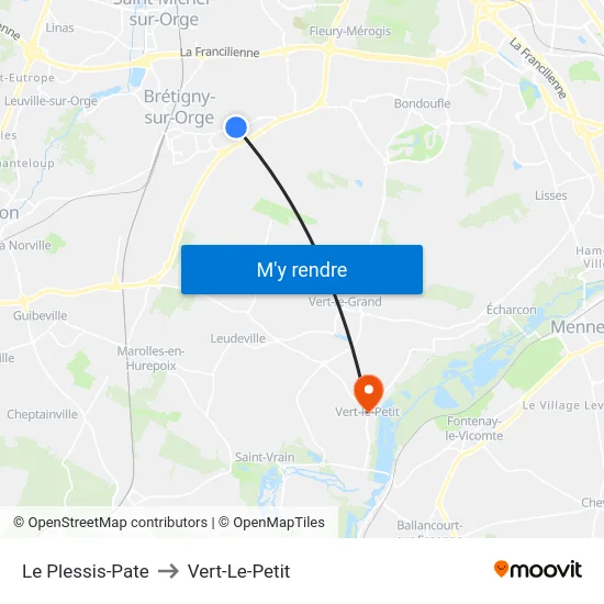 Le Plessis-Pate to Vert-Le-Petit map