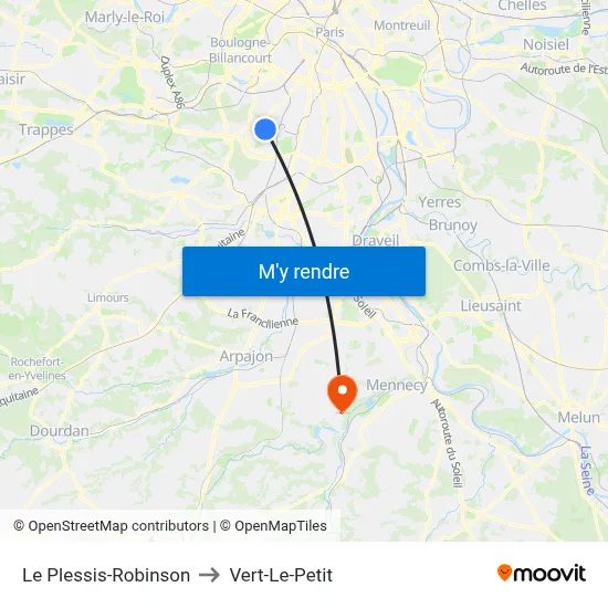 Le Plessis-Robinson to Vert-Le-Petit map