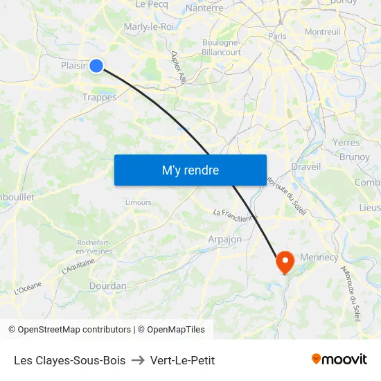 Les Clayes-Sous-Bois to Vert-Le-Petit map