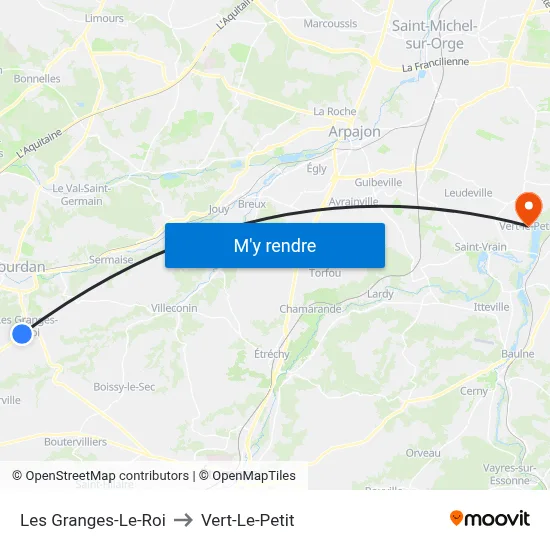 Les Granges-Le-Roi to Vert-Le-Petit map