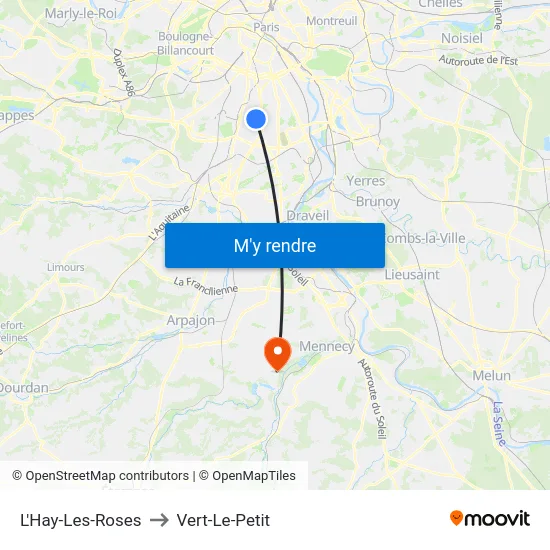 L'Hay-Les-Roses to Vert-Le-Petit map