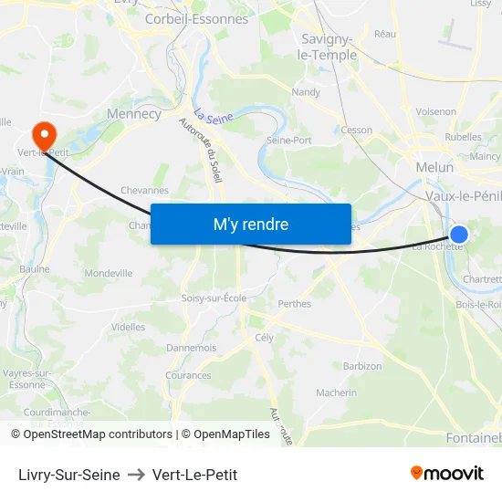 Livry-Sur-Seine to Vert-Le-Petit map