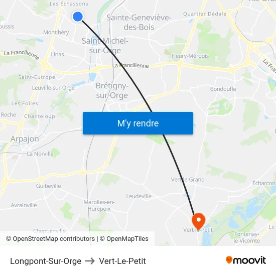 Longpont-Sur-Orge to Vert-Le-Petit map