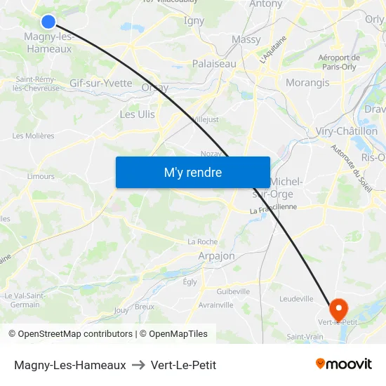 Magny-Les-Hameaux to Vert-Le-Petit map