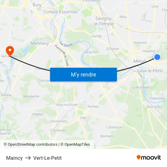 Maincy to Vert-Le-Petit map