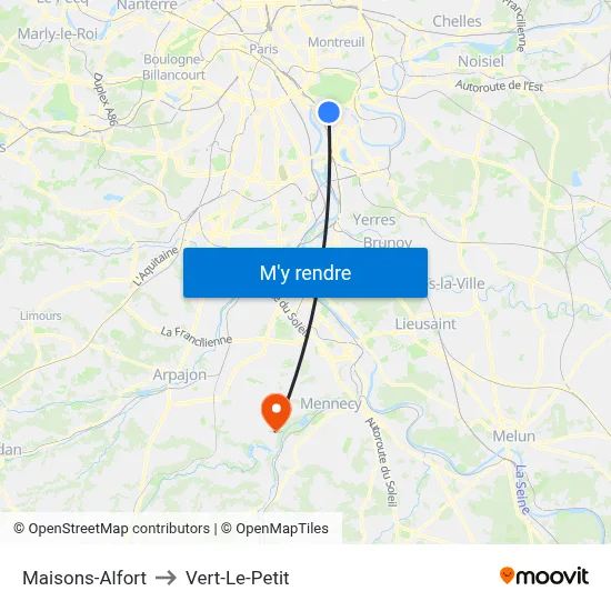 Maisons-Alfort to Vert-Le-Petit map