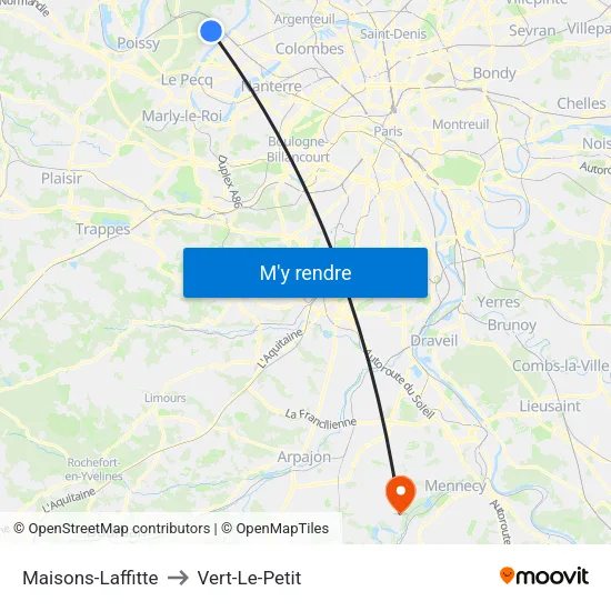 Maisons-Laffitte to Vert-Le-Petit map