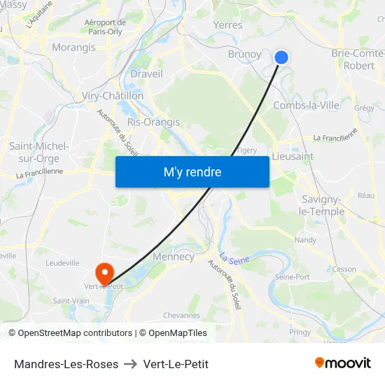 Mandres-Les-Roses to Vert-Le-Petit map