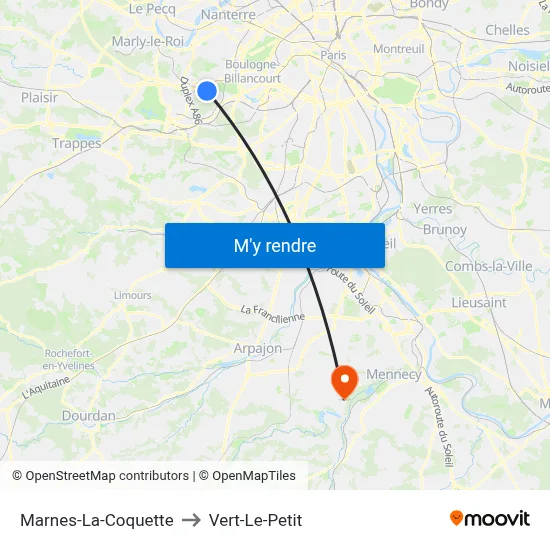 Marnes-La-Coquette to Vert-Le-Petit map