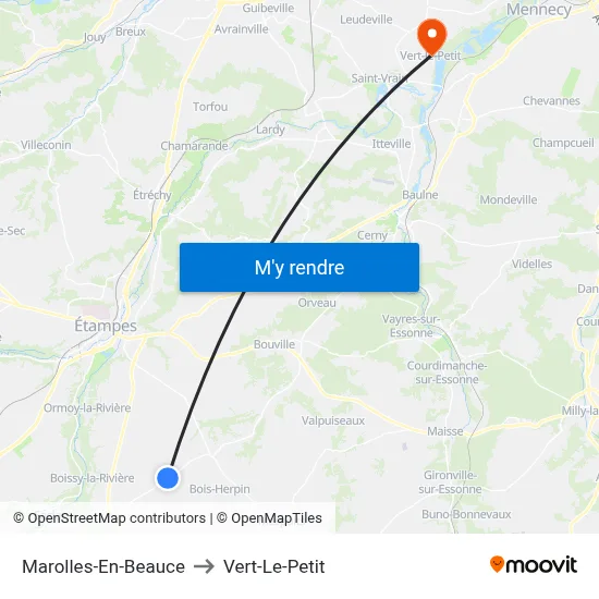 Marolles-En-Beauce to Vert-Le-Petit map