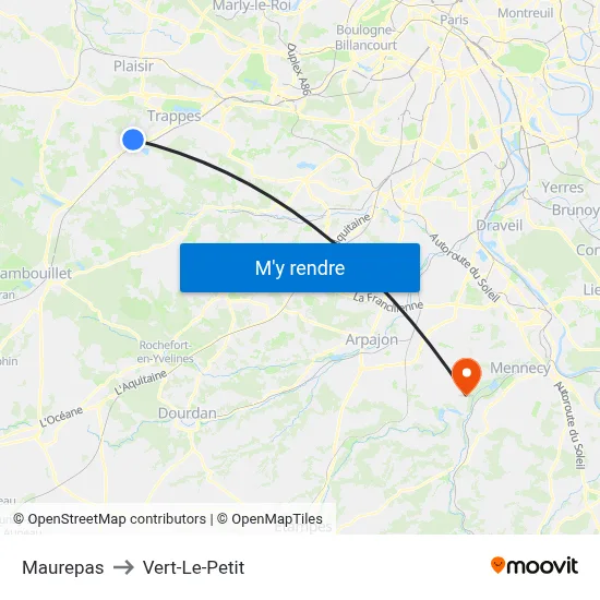 Maurepas to Vert-Le-Petit map