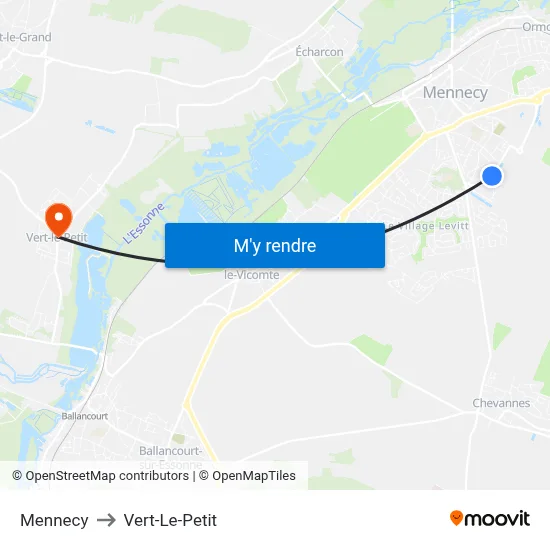 Mennecy to Vert-Le-Petit map