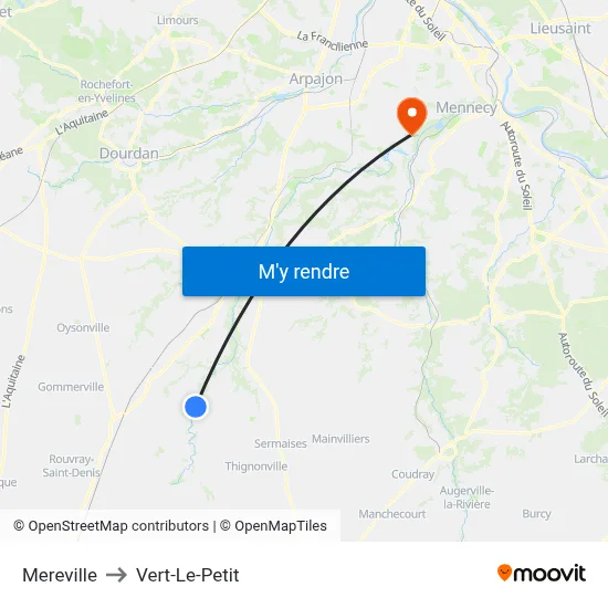 Mereville to Vert-Le-Petit map