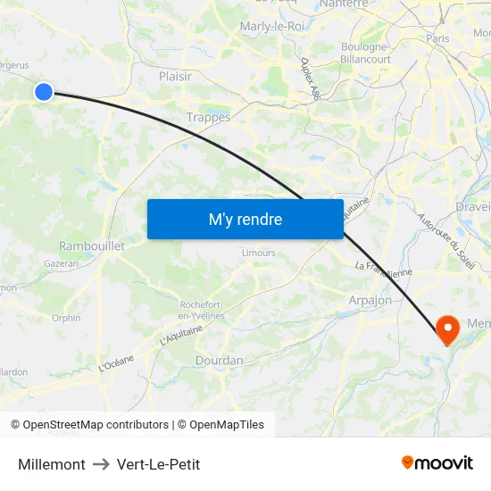 Millemont to Vert-Le-Petit map