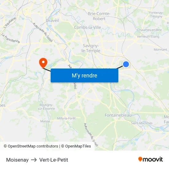 Moisenay to Vert-Le-Petit map