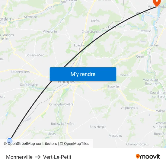 Monnerville to Vert-Le-Petit map