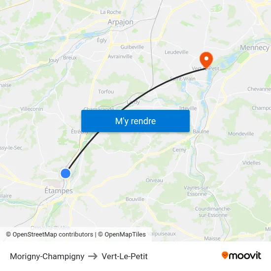 Morigny-Champigny to Vert-Le-Petit map