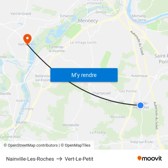 Nainville-Les-Roches to Vert-Le-Petit map