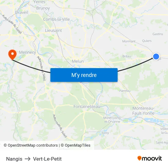 Nangis to Vert-Le-Petit map
