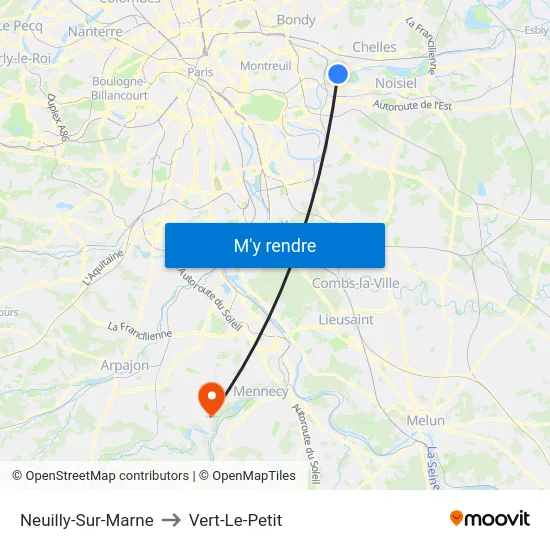 Neuilly-Sur-Marne to Vert-Le-Petit map