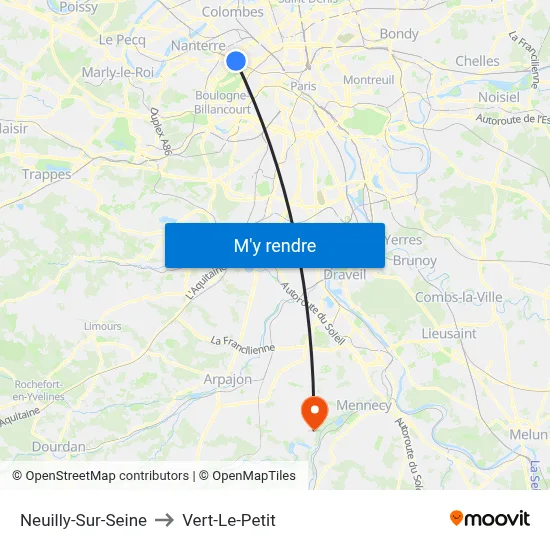 Neuilly-Sur-Seine to Vert-Le-Petit map