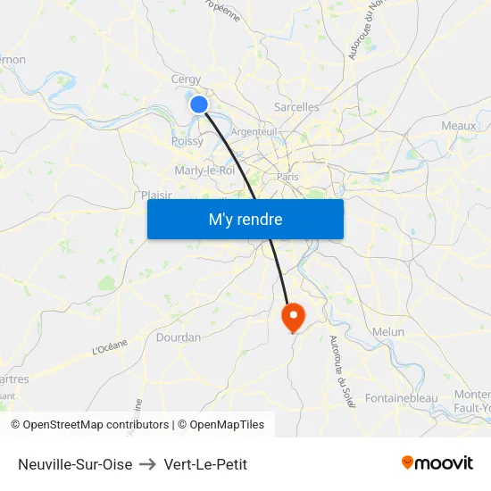 Neuville-Sur-Oise to Vert-Le-Petit map