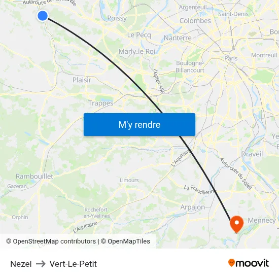 Nezel to Vert-Le-Petit map