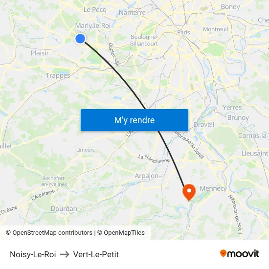 Noisy-Le-Roi to Vert-Le-Petit map