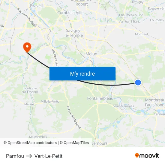 Pamfou to Vert-Le-Petit map