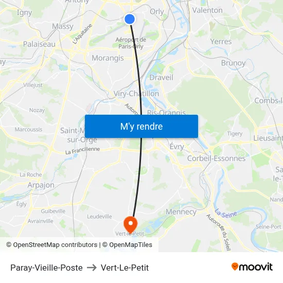 Paray-Vieille-Poste to Vert-Le-Petit map