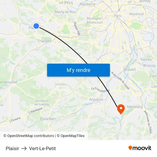 Plaisir to Vert-Le-Petit map