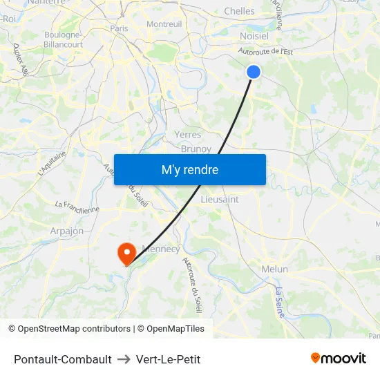 Pontault-Combault to Vert-Le-Petit map
