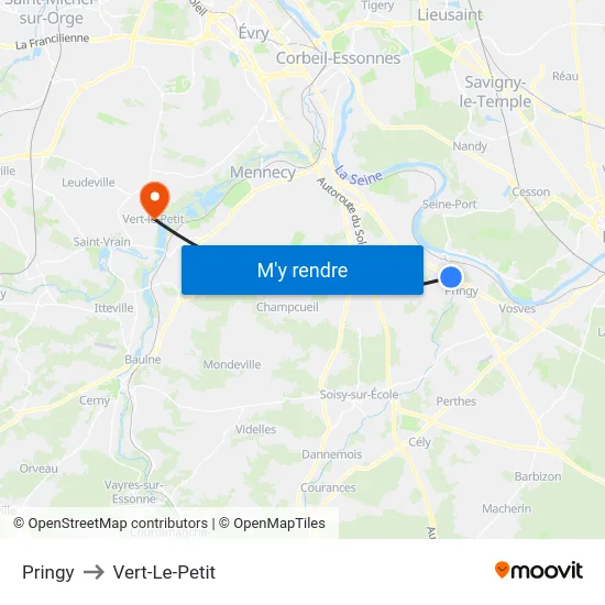 Pringy to Vert-Le-Petit map