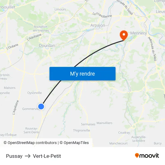 Pussay to Vert-Le-Petit map
