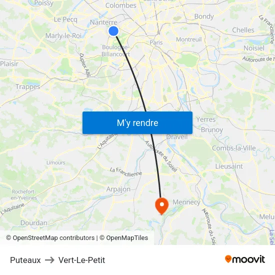 Puteaux to Vert-Le-Petit map