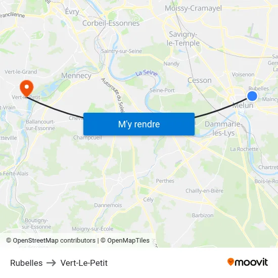 Rubelles to Vert-Le-Petit map