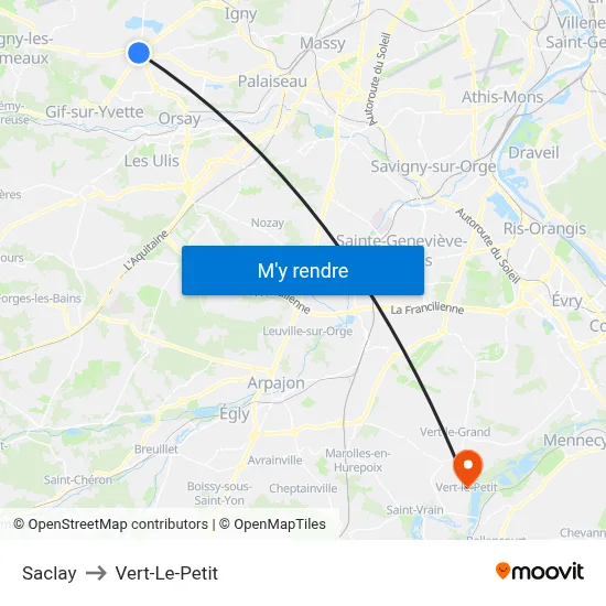 Saclay to Vert-Le-Petit map