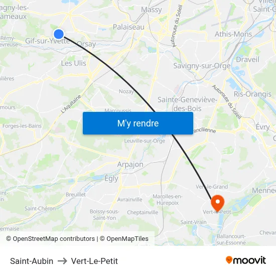 Saint-Aubin to Vert-Le-Petit map