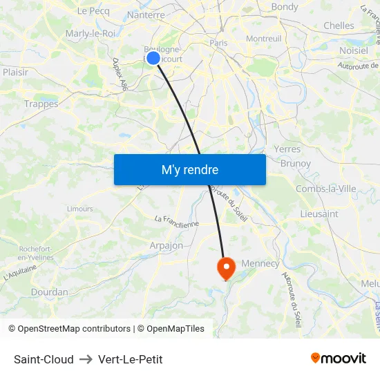 Saint-Cloud to Vert-Le-Petit map