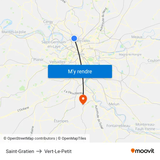 Saint-Gratien to Vert-Le-Petit map