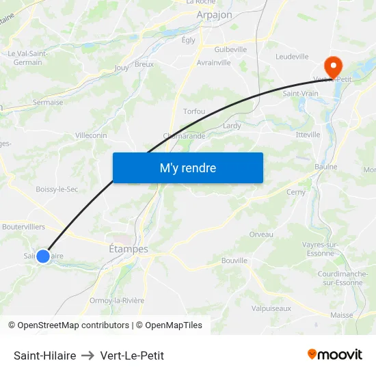 Saint-Hilaire to Vert-Le-Petit map