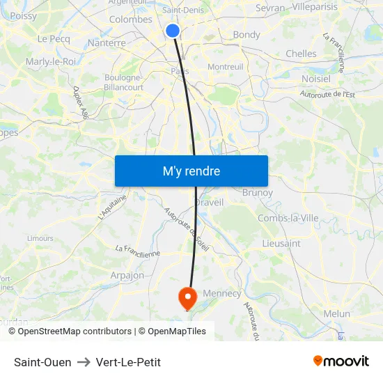 Saint-Ouen to Vert-Le-Petit map